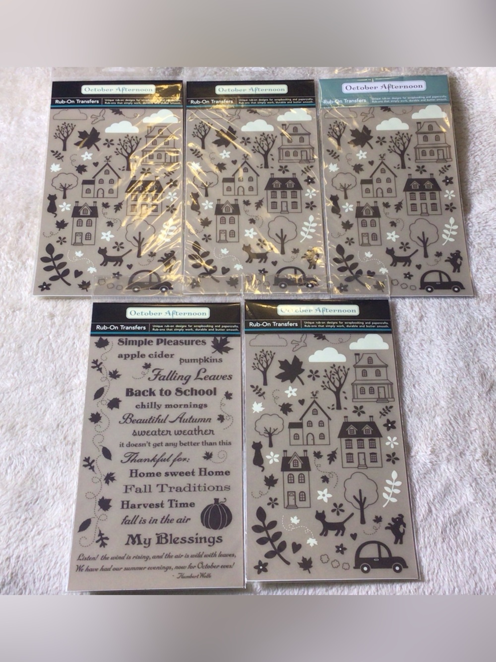 October afternoon Autumn Rub-On Transfers